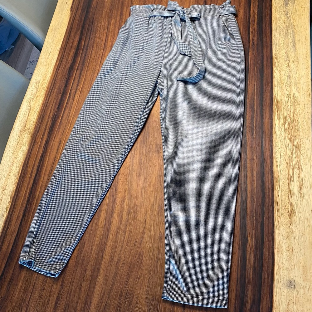 Black and white paper bag pants